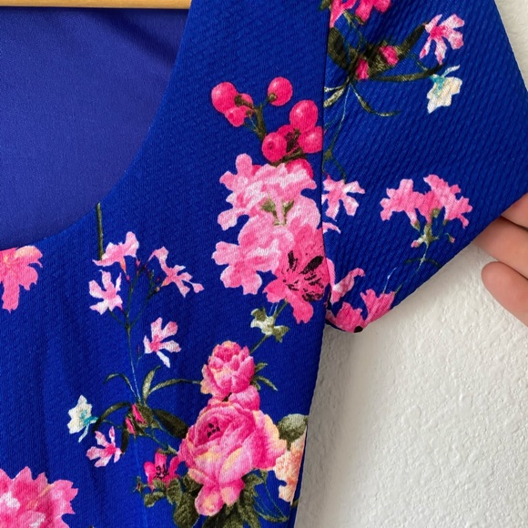 Vava voom pink rose royal blue midi dress Xs - Picture 12 of 16